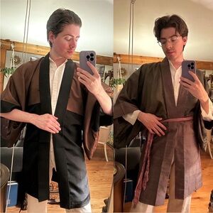 Brown and Black Kimono Jacket